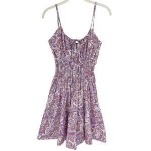 Lusana Rosa Mini Dress in Crystal Purple Paisley Size Small Sundress Australian